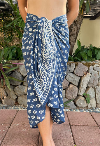 Coral Sunset Sarongs (Blue Coral Leaf)