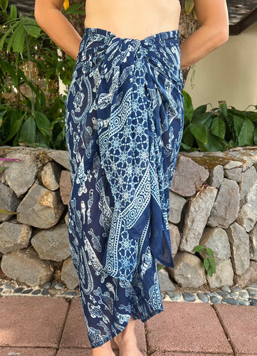 Coral Sunset Sarongs (Blue Marine  Fish)