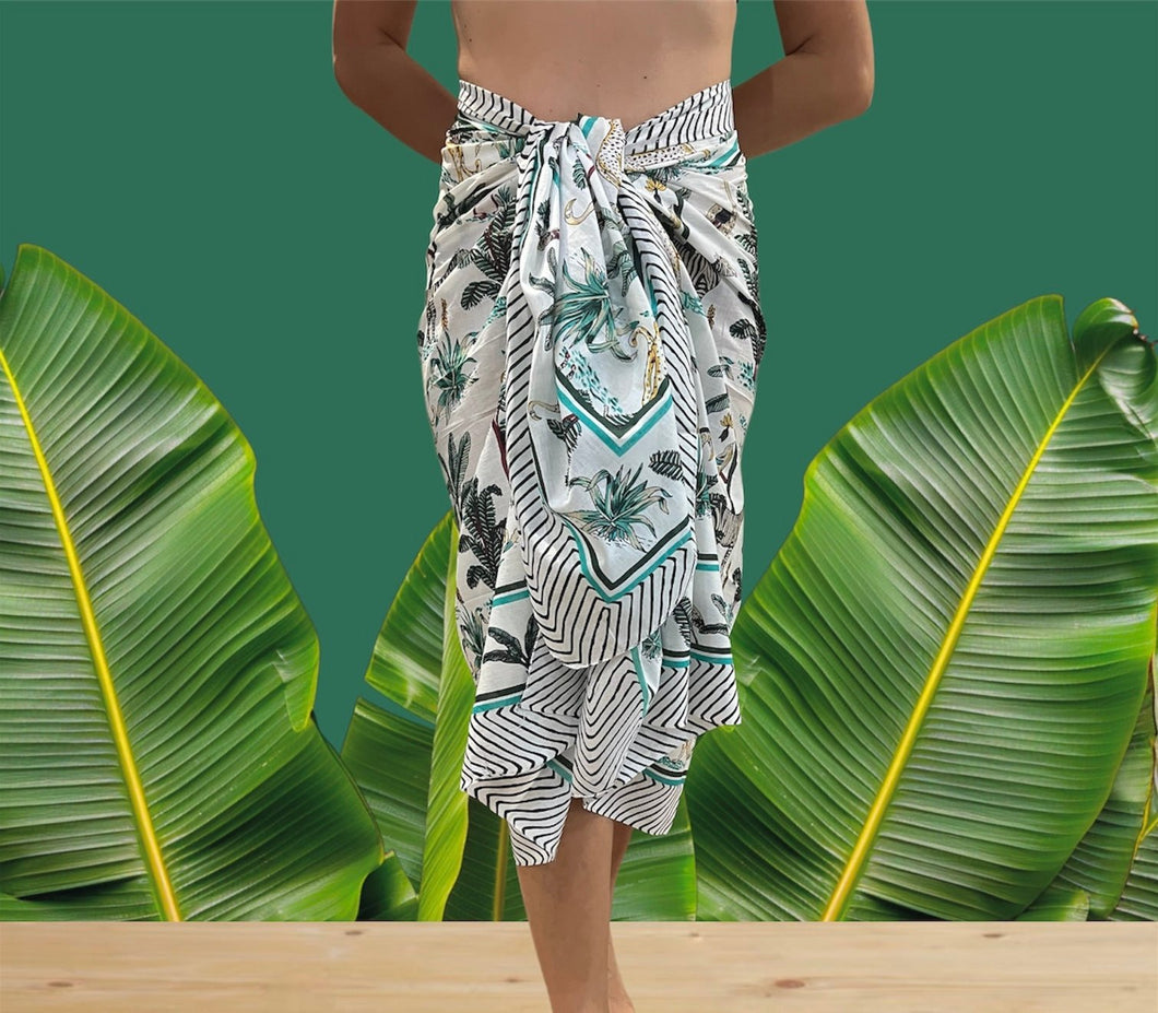 Coral Sunset Sarongs (White Safari) - KS Boardriders Surf Shop