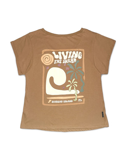 KS Big Wave Womens Tee (Tan) - KS Boardriders Surf Shop