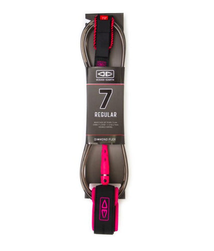 Ocean & Earth 7ft Regular Moulded Leash (Pink) - KS Boardriders Surf Shop