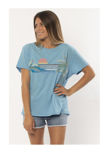 Sisstr Lines Organic Shortsleeve Knit Tee (Ocean) - KS Boardriders Surf Shop