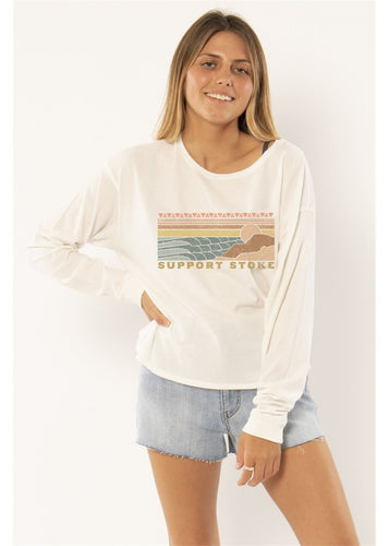 Sisstr Stoked Longsleeve Knit Tee (Vintage White) - KS Boardriders Surf Shop