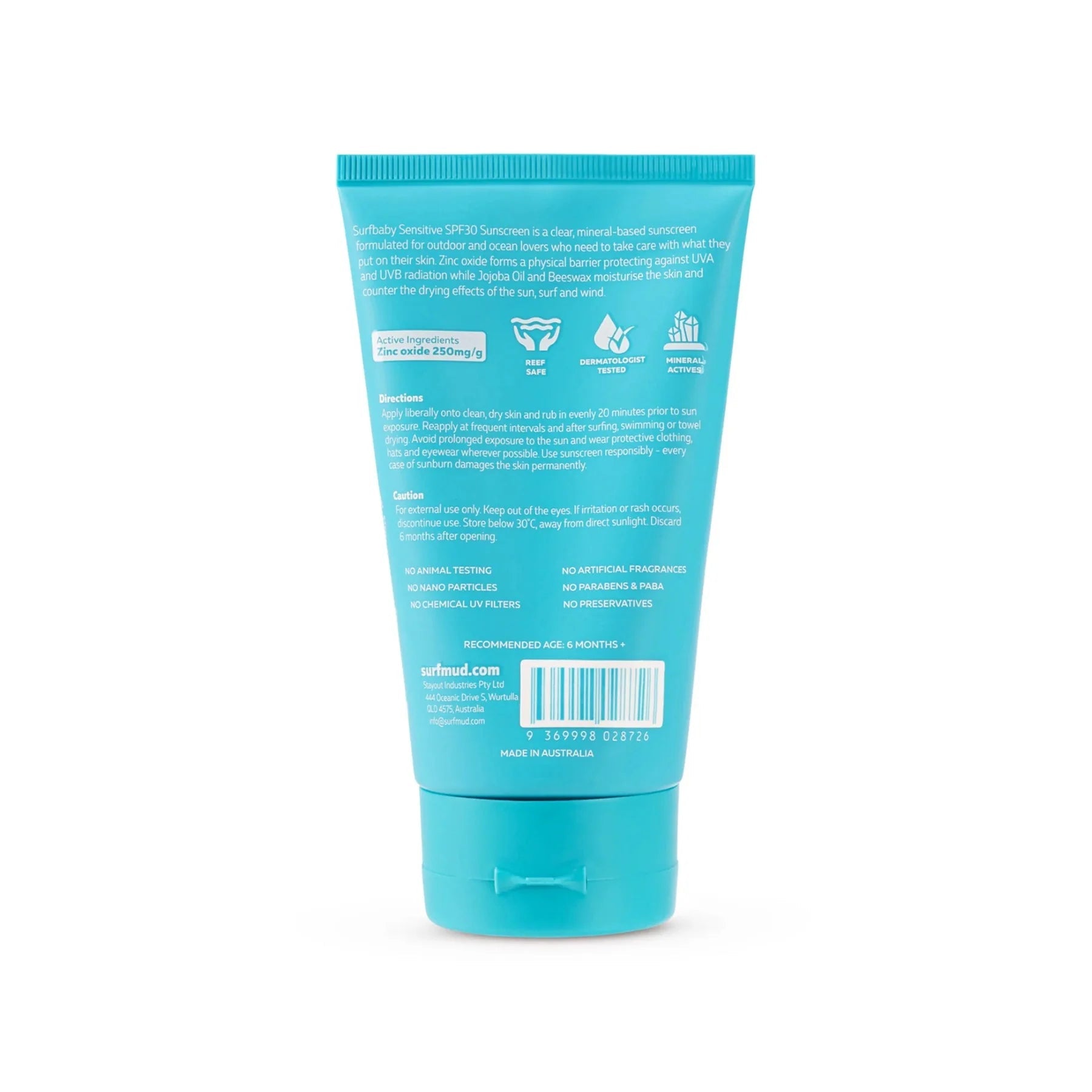 Surf Mud Surfbaby Sensitive Sunscreen SPF30 125g - KS Boardriders Surf Shop